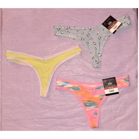 3 Pair of Ladies Cotton Thongs Size Medium 7/9 - Picture 3 of 11
